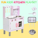 Cucina Giocattolo per Bambini 55x30x80 cm in Pino e MDF con Accessori  Rosa-6