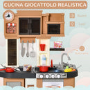 Cucina Giocattolo per Bambini 63x35x84 cm con 58 Accessori Grigio e Marrone-5