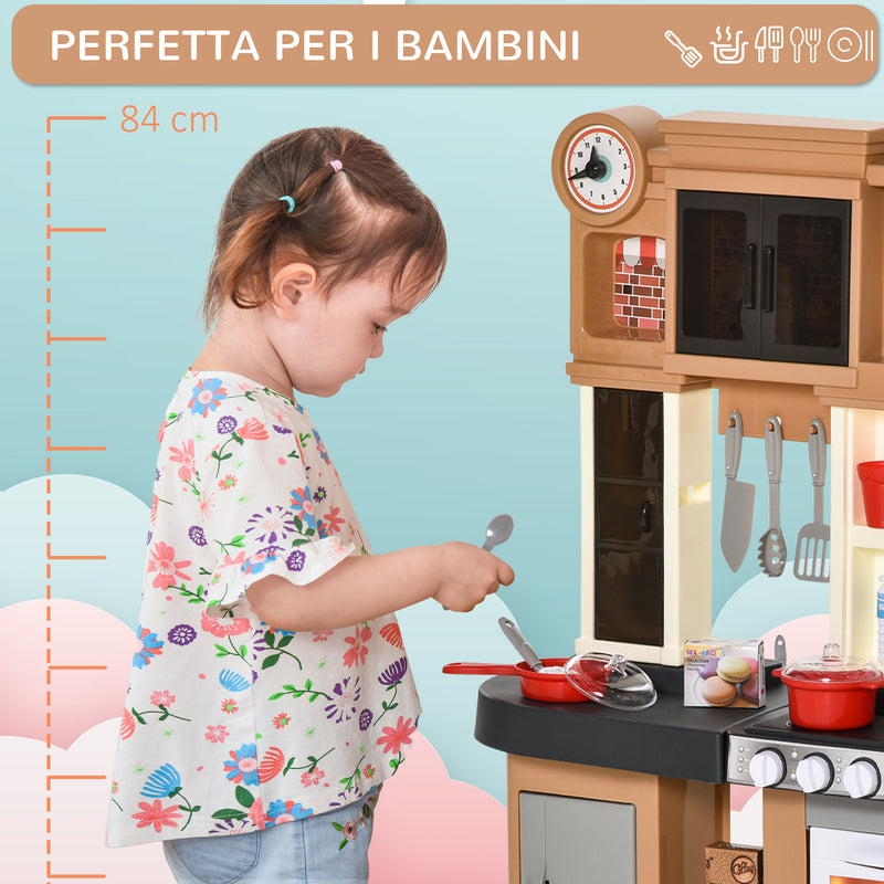 Cucina Giocattolo per Bambini 63x35x84 cm con 58 Accessori Grigio e Marrone-8