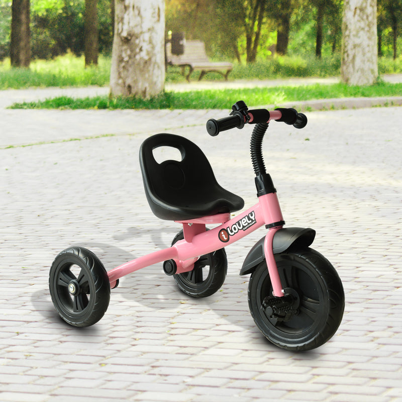 Triciclo per Bambini in Metallo con Campanello e Parafango Rosa -10