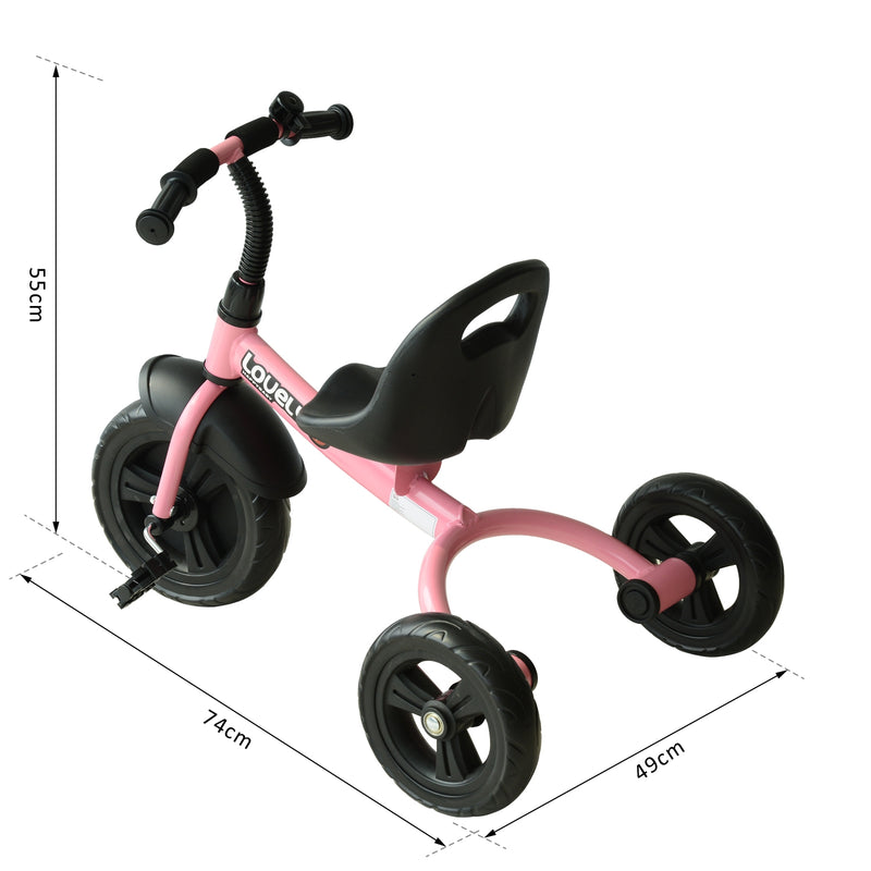 Triciclo per Bambini in Metallo con Campanello e Parafango Rosa -3