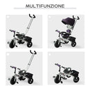 Passeggino Triciclo per Bambini con Maniglione e Tettuccio Parasole Deluxe Bianco e Viola -5
