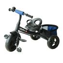 Passeggino Triciclo per Bambini con Maniglione e Tettuccio Nero e Blu -7