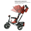 Passeggino Triciclo per Bambini con Maniglione e Tettuccio Nero e Rosso -5