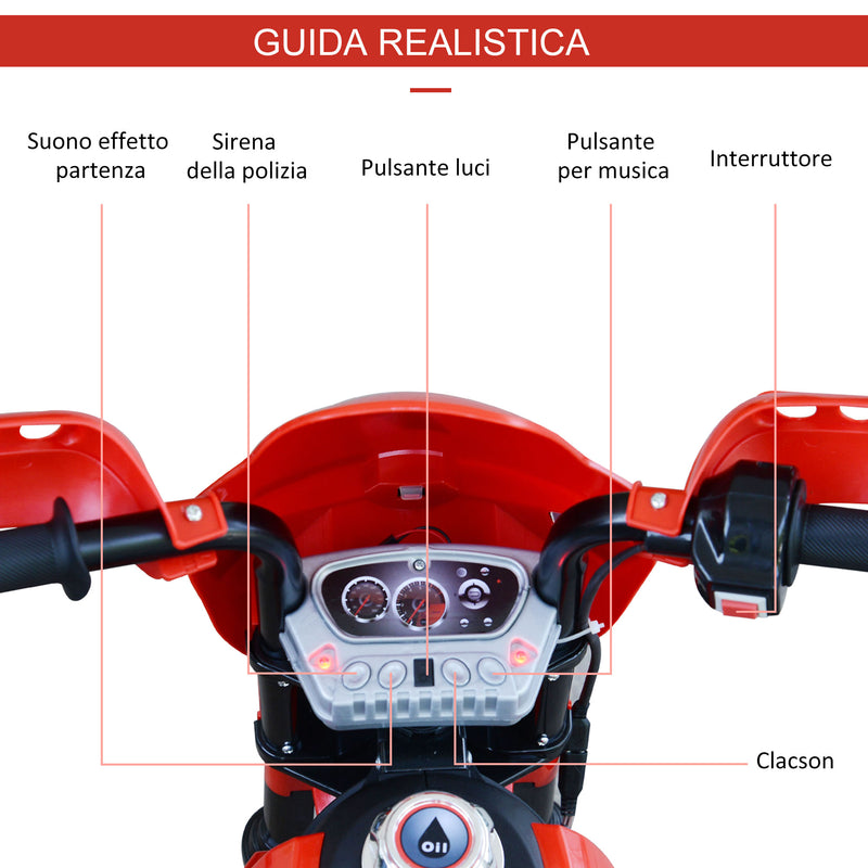 Moto Cross Elettrica per Bambini 6V Rossa -6