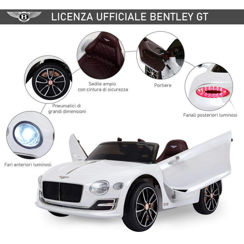 Macchina Elettrica per Bambini 6V Bentley Bianca-7