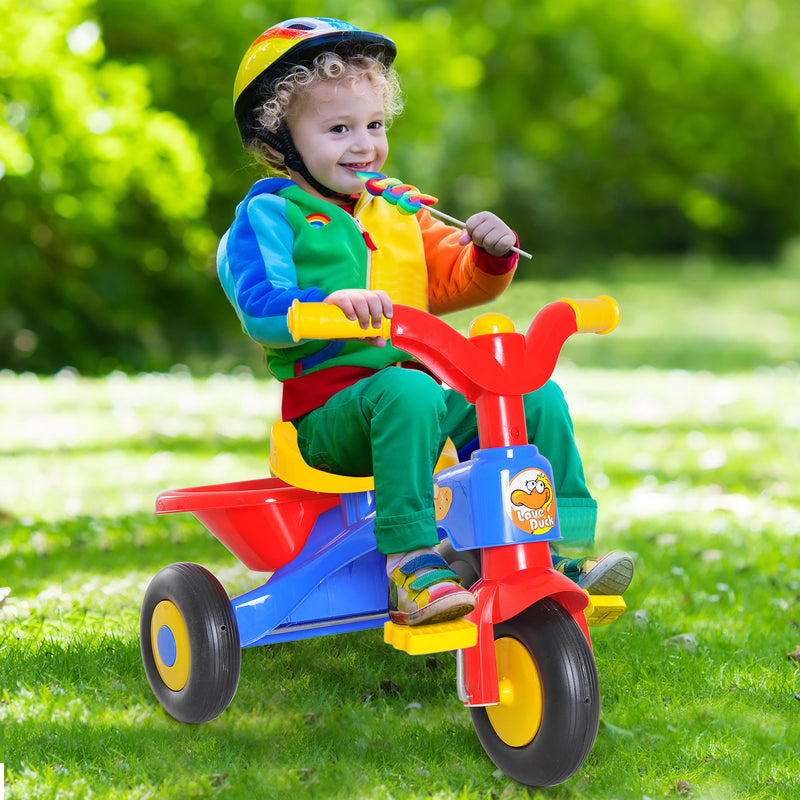 Triciclo a Pedali per Bambini con Cestino Portaoggetti Colorato -3