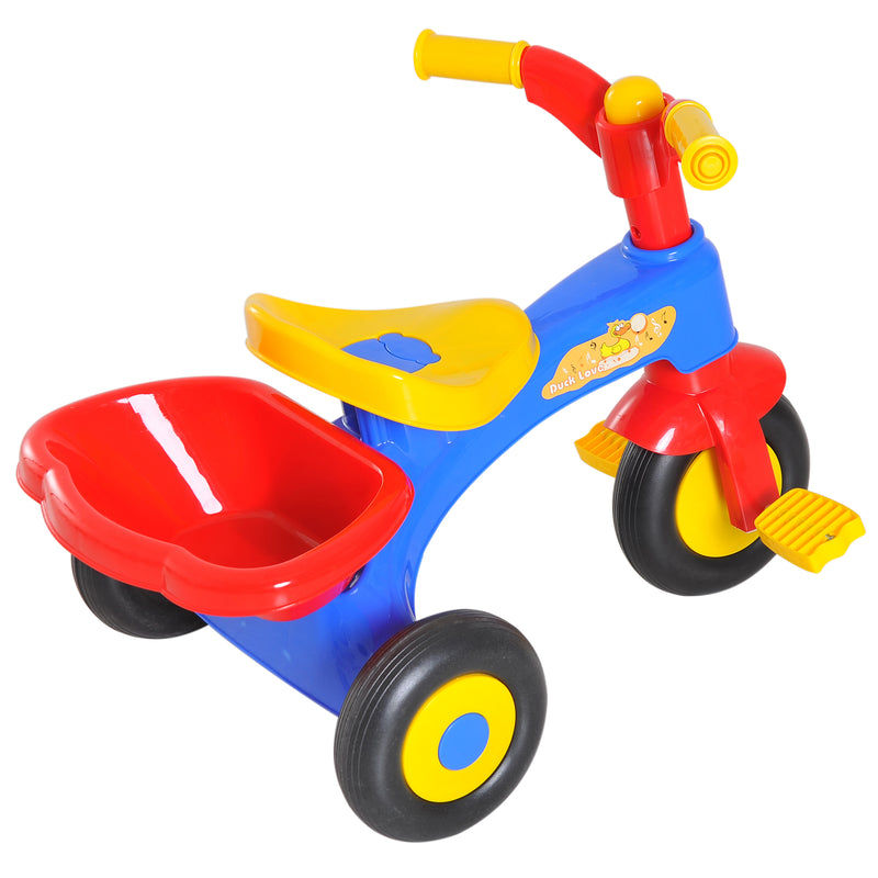 Triciclo a Pedali per Bambini con Cestino Portaoggetti Colorato -4