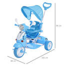 Triciclo Passeggino con Seggiolino Reversibile per Bambini   Blu-3