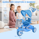 Triciclo Passeggino con Seggiolino Reversibile per Bambini   Blu-6