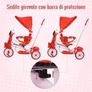 Triciclo Passeggino con Seggiolino Reversibile per Bambini   Rosso-6