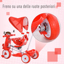Triciclo Passeggino con Seggiolino Reversibile per Bambini   Rosso-7