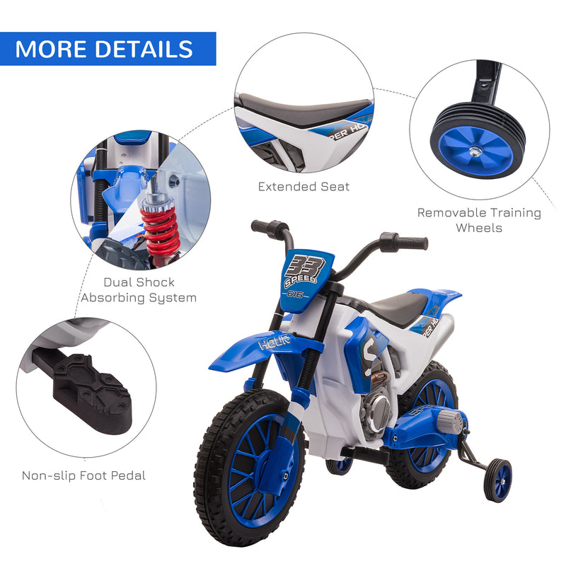 Moto Elettrica per Bambini 6V Motocross Blu-6