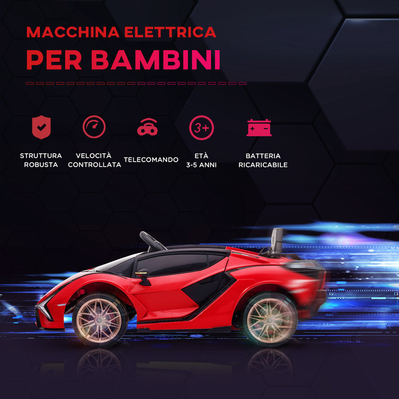 Macchina Elettrica per Bambini 12V con Licenza Lamborghini Sian FKP 37 Rossa-4