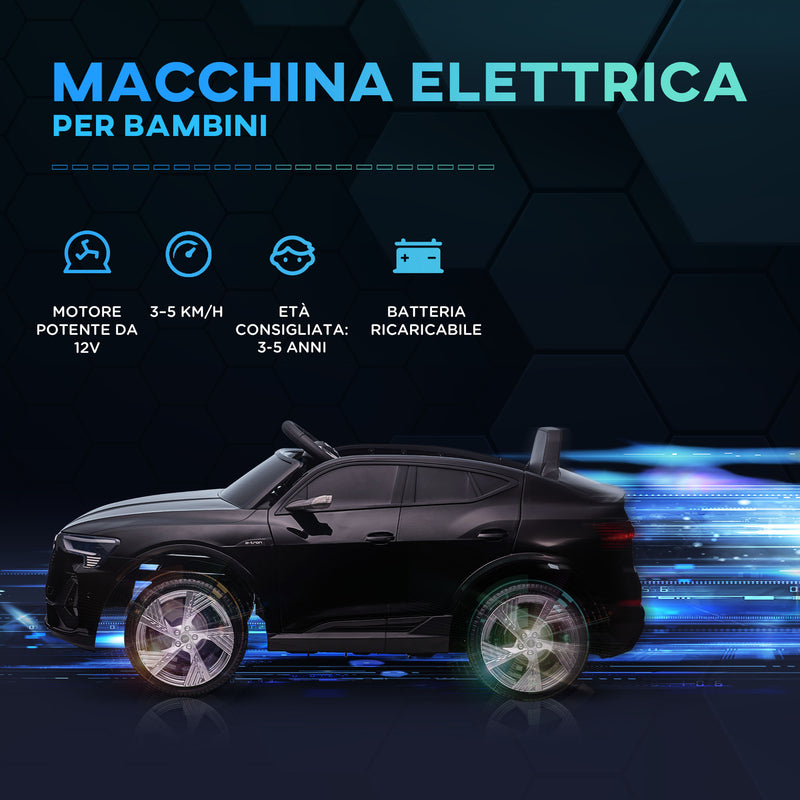 Macchina Elettrica per Bambini 12V con Licenza Audi E-Tron Sportback Nera-6