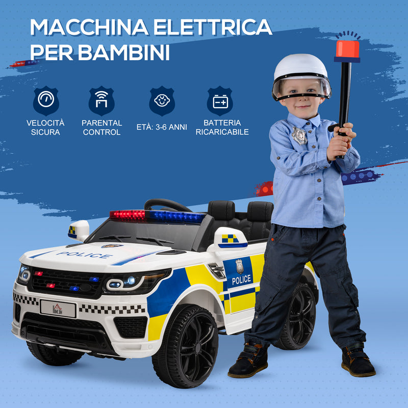 Macchina Elettrica daPolizia per Bambini 12V Police Bianca-4