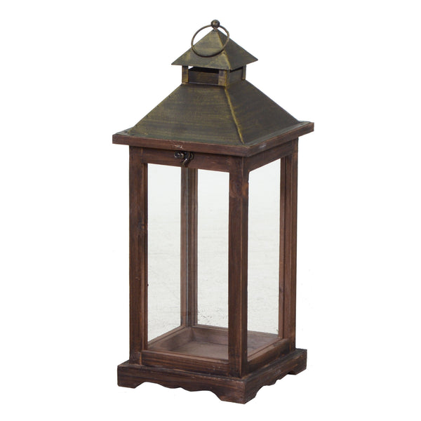Lanterna in legno marrone scuro rettangolare cm 19x19xh42,5 online