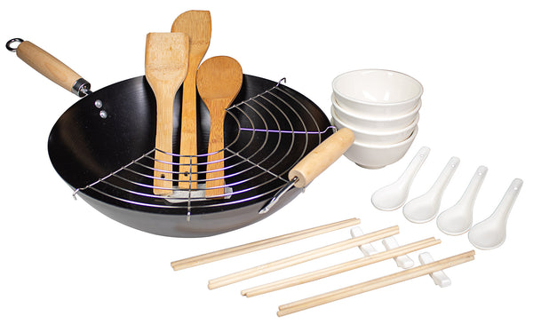 online Wok Set 21 Pezzi Carbon Steel per Cucina Giapponese Collection Nero