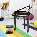 Mini Pianoforte Giocattolo per Bambini con Microfono e Sgabello Nero -3