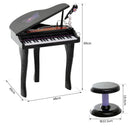 Mini Pianoforte Giocattolo per Bambini con Microfono e Sgabello Nero -4