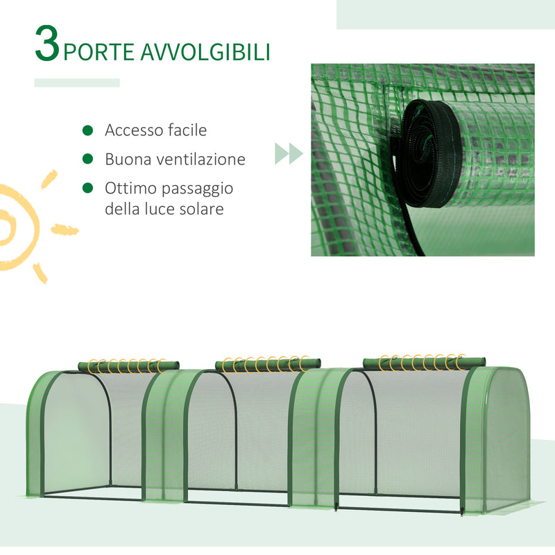 Serra da Giardino a Tunnel con Porte Avvolgibili 295x100x80 cm in Acciaio e Plastica PP Verde-6