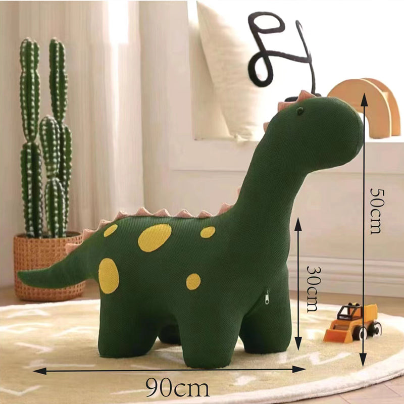 Sedia Poltrona per Bambini a Forma di Dinosauro 90x30x50 cm con Seduta Morbida Verde Scuro-3