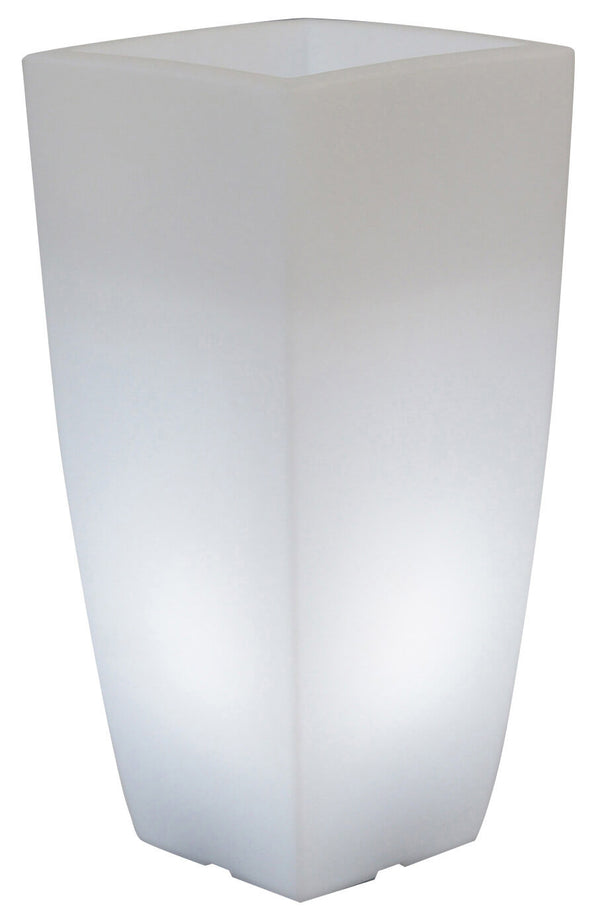 Vaso Luminoso Quadrato 40x40x90 cm in Resina Bauer Bianco Ghiaccio prezzo