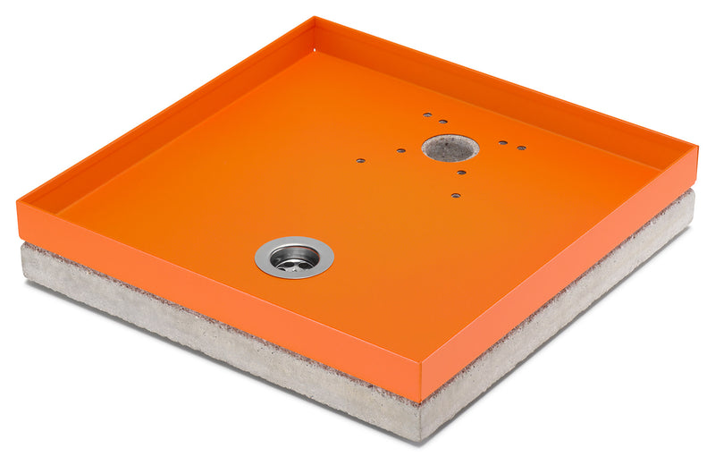 Base Portaciottolo per Fontane 40x40x8 cm in Metallo con Base in Cemento Belfer 42/BSE/10 Arancione-1