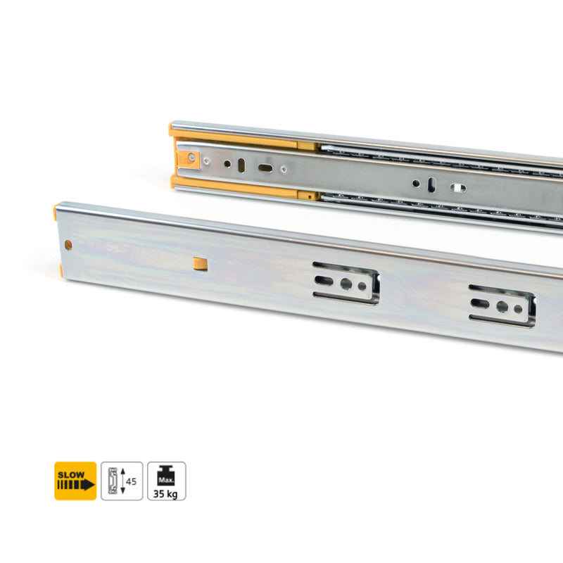 Guide a Sfere per Cassetti con Estrazione Totale e Chiusura Soft H45 mm L300 Bianco Acciaio Emuca-7