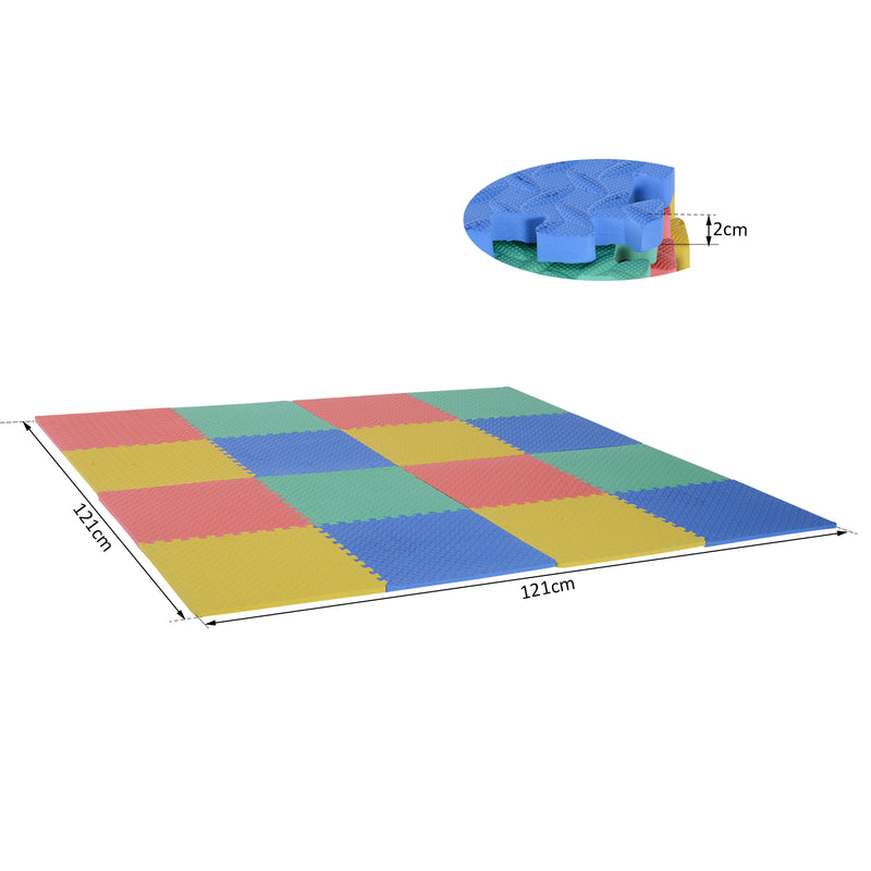 Tappeto Puzzle in EVA per Bambini Antiscivolo 16 Pezzi Multicolori 63.5x63.5x2 cm -3
