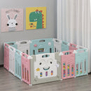 Box Recinto Attività per Bambini 149x155x64 cm in Plastica  Azzurro Bianco e Rosa-2