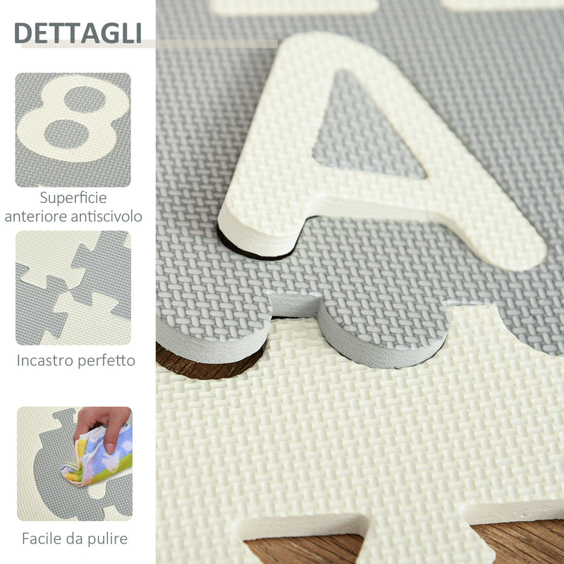 Tappeto Puzzle per Bambini 182,5x182,5 cm in EVA Bianco Grigio-7