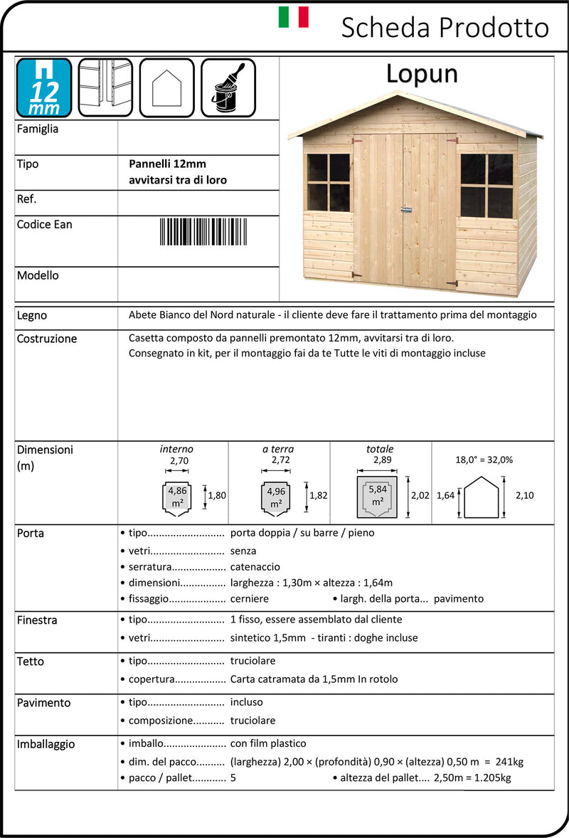 Casetta Box da Giardino per Attrezzi 2,89x2,02m con Pavimento in Legno Abete 12mm Lopun-5