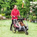 Passeggino Rimorchio da Bicicletta per 2 Bambini in Acciaio e Tessuto Oxford Rosso-2
