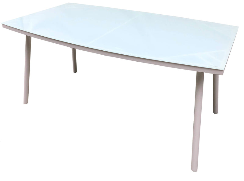 Tavolo da Giardino 150x90x72 cm in Acciaio e Vetro Temperato Bianco-1