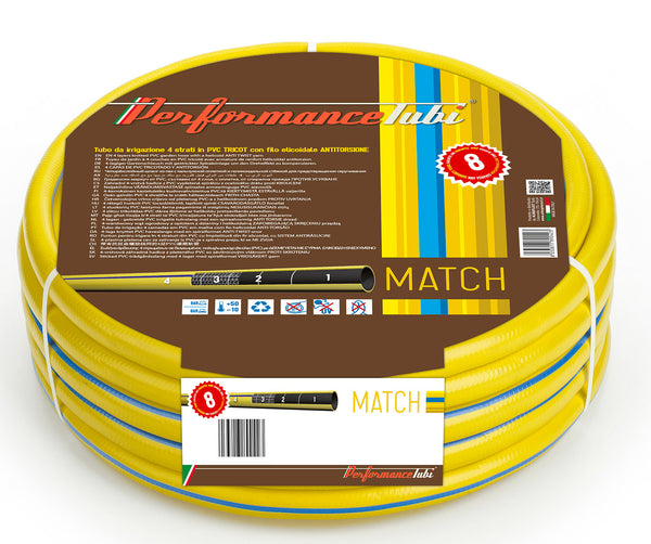 Tubo da Giardino per Irrigazione 4 Strati in PVC Antitorsione Match Giallo Varie Misure online