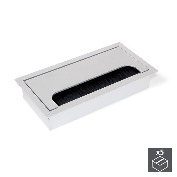 Set 5 Passacavi Rettangolari da Incasso per Scrivania 16x8 cm in Alluminio Emuca prezzo