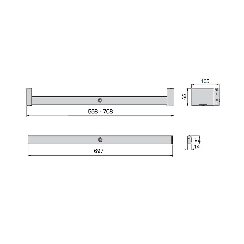Barra Appendiabili per Armadio a Batteria 55,8-70,8 cm con LED Bianco Naturale e Sensore di Movimento Emuca Moka-3