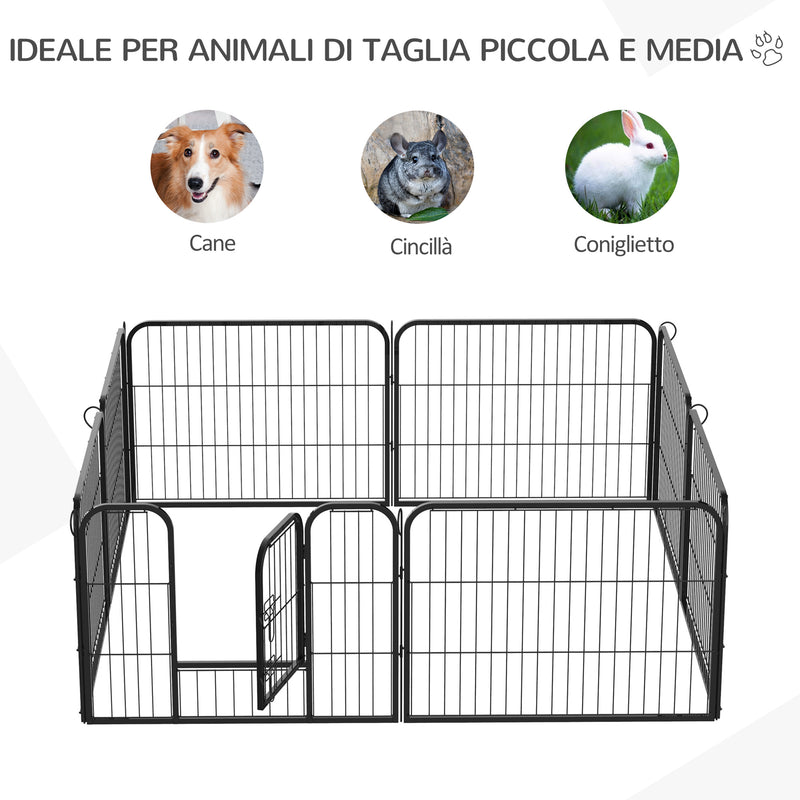 Recinto per Cani Gatti Cuccioli Roditori 8pz 80x60 cm -6