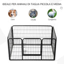 Recinto Recinzione per Animali Domestici 125x80x70 cm in Metallo Nero-4
