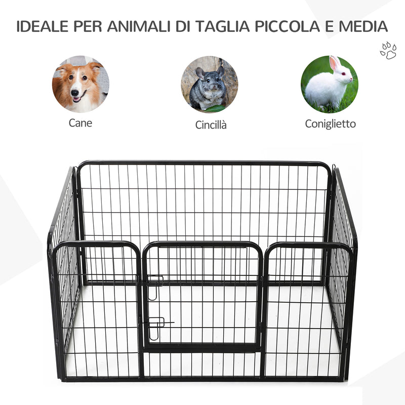 Recinto Recinzione per Animali Domestici 125x80x70 cm in Metallo Nero-4