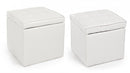 Set 2 Pouf Contenitore Bellville Bianco in Similpelle-1