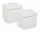 Set 2 Pouf Contenitore Bellville Bianco in Similpelle-2