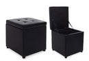 Set 2 Pouf Contenitore Bellville Nero in Similpelle-4
