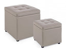 Set 2 Pouf Contenitore Bellville Tortora in Similpelle-2