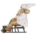 Pupazzo Babbo Natale H60 cm con Slitta e Led in Stoffa Oro e Bianco-3