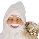 Pupazzo Babbo Natale H60 cm con Slitta e Led in Stoffa Oro e Bianco-5