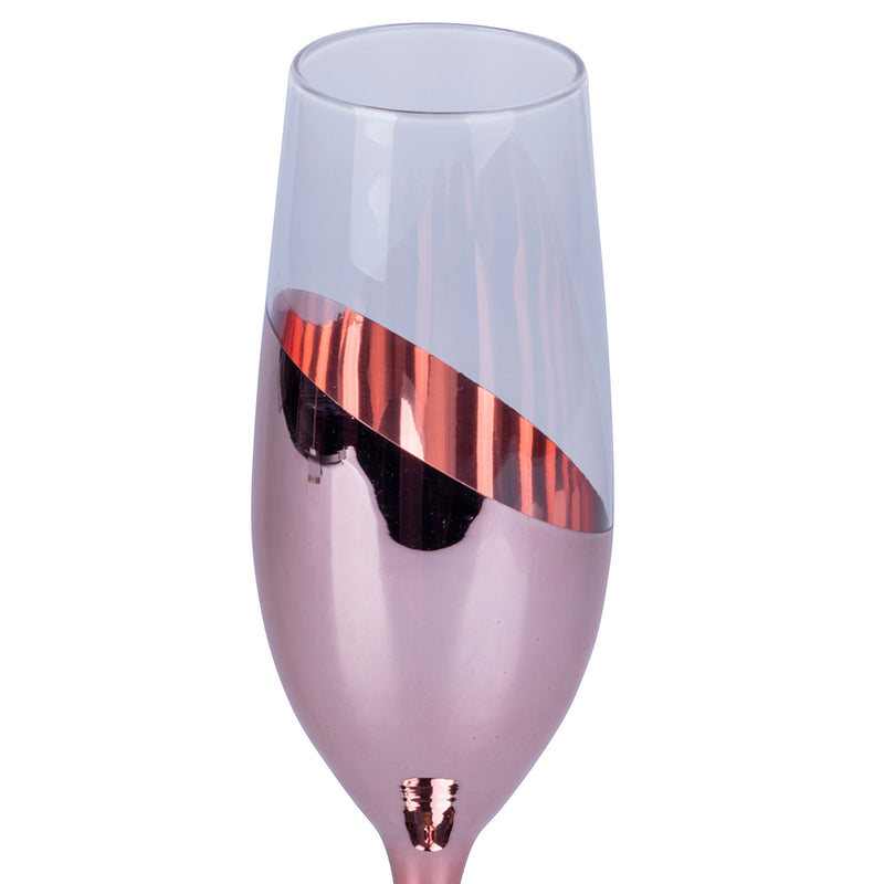 Set 6 Bicchieri da Champagne Chic Flûte in vetro rose gold in Vetro Trasparente e Rose Gold-3