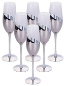 Set 6 Bicchieri da Champagne Chic Flûte in vetro silver in Vetro Trasparente e Silver-1