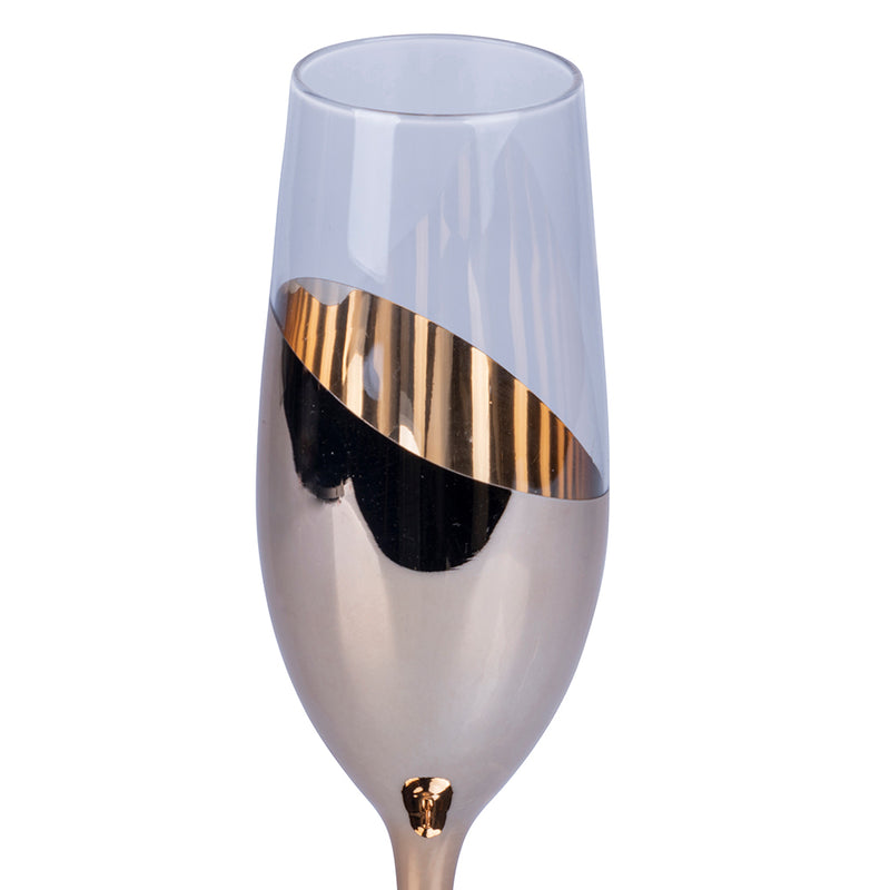 Set 6 Bicchieri da Champagne Chic Flûte in vetro bronze in Vetro Trasparente e Bronze-3